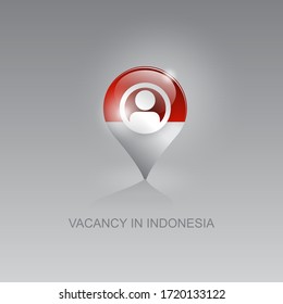 3d image of a geo location symbol on a gray background. Job search and vacancies in INDONESIA. Design for banners, posters, web sites, advertising. 