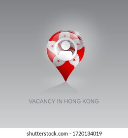 3d image of a geo location symbol on a gray background. Job search and vacancies in HONG KONG. Design for banners, posters, web sites, advertising. 