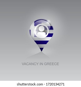 3d image of a geo location symbol on a gray background. Job search and vacancies in GREECE. Design for banners, posters, web sites, advertising.