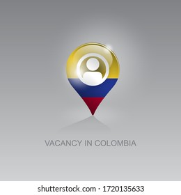 3d image of a geo location symbol on a gray background. Job search and vacancies in COLOMBIA. Design for banners, posters, web sites, advertising.