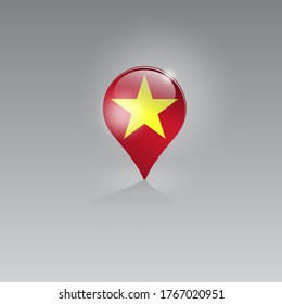 3d image of a geo location symbol on a gray background. Job search and vacancies in VIETNAM. Design for banners, posters, web sites, advertising. 
