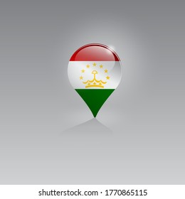3d image of a geo location symbol on a gray background. Tourism and leisure in TAJIKISTAN. Design for banners, posters, web sites, advertising. Vector illustration.
