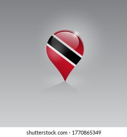 3d image of a geo location symbol on a gray background. Tourism and leisure in TRINIDAD AND TOBAGO. Design for banners, posters, web sites, advertising. Vector illustration.