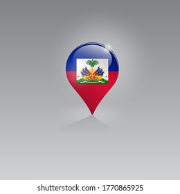 3d image of a geo location symbol on a gray background. Tourism and leisure in HAITI. Design for banners, posters, web sites, advertising. Vector illustration.