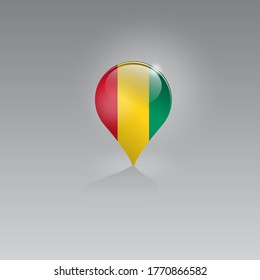 3d image of a geo location symbol on a gray background. Tourism and leisure in GUINEA. Design for banners, posters, web sites, advertising. Vector illustration.