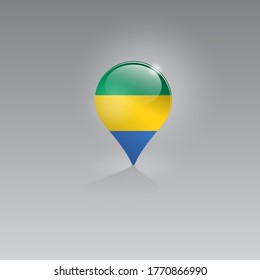 3d image of a geo location symbol on a gray background. Tourism and leisure in GABON. Design for banners, posters, web sites, advertising. Vector illustration.