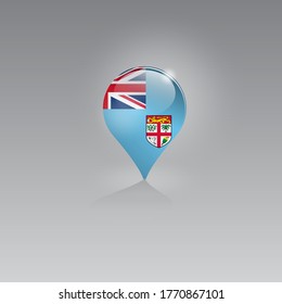 3d image of a geo location symbol on a gray background. Tourism and leisure in FIJI. Design for banners, posters, web sites, advertising. Vector illustration. 