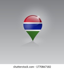 3d image of a geo location symbol on a gray background. Tourism and leisure in GAMBIA. Design for banners, posters, web sites, advertising. Vector illustration.