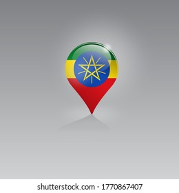 3d image of a geo location symbol on a gray background. Tourism and leisure in ETHIOPIA. Design for banners, posters, web sites, advertising. Vector illustration.