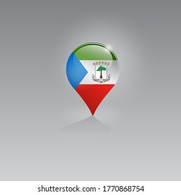 Imagen 3d de un símbolo geo de ubicación en un fondo gris. Turismo y ocio en GUINEA ECUATORIAL. Diseño para banners, afiches, sitios web, publicidad. Ilustración vectorial.