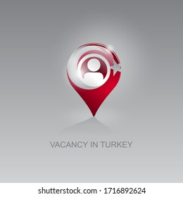 3d image of a geolocation symbol on a gray background. Job search and vacancies in Turkey. Design for banners, posters, web sites, advertising. Vector illustration, isolated object.