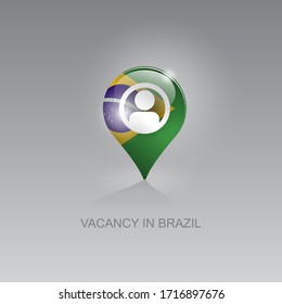3d image of a geolocation symbol on a gray background. Job search and vacancies in Brazil. Design for banners, posters, web sites, advertising. Vector illustration, isolated object.