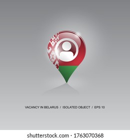 3d image of a geolocation symbol on a gray background. Job search and vacancies in BELARUS. Design for banners, posters, web sites, advertising. Vector illustration.