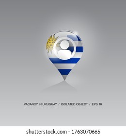 3d image of a geolocation symbol on a gray background. Job search and vacancies in URUGUAY. Design for banners, posters, web sites, advertising. Vector illustration.