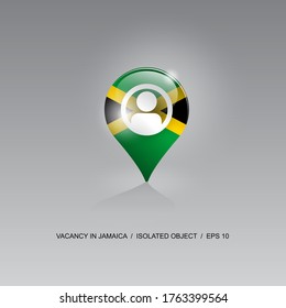 3d image of a geolocation symbol on a gray background. Job search and vacancies in JAMAICA. Design for banners, posters, web sites, advertising. Vector illustration.