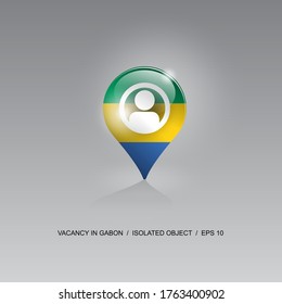 3d image of a geolocation symbol on a gray background. Job search and vacancies in GABON. Design for banners, posters, web sites, advertising. Vector illustration.