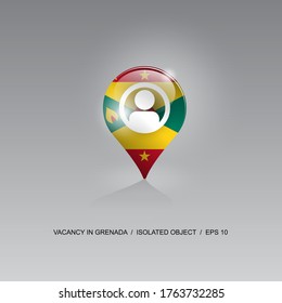 Imagen 3d de un símbolo de geolocalización sobre un fondo gris. Búsqueda de empleo y vacantes en GRANADA. Diseño para banners, afiches, sitios web, publicidad. Ilustración vectorial. 