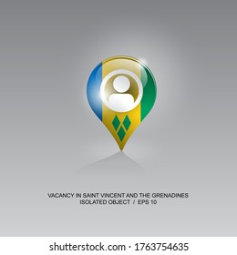 3d image of a geolocation symbol on a gray background. Job search and vacancies in SAINT VINCENT AND THE GRENADINES. Design for banners, posters, web sites, advertising. Vector illustration.