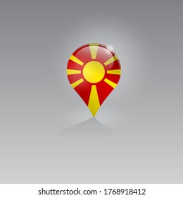 3d image of a geolocation symbol on a gray background. Tourism and leisure in NORTHERN MACEDONIA. Design for banners, posters, web sites, advertising. Vector illustration.