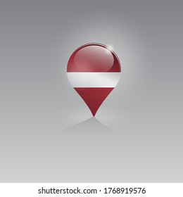 3d image of a geolocation symbol on a gray background. Tourism and leisure in LATVIA. Design for banners, posters, web sites, advertising. Vector illustration.