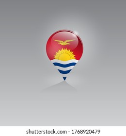 3d image of a geolocation symbol on a gray background. Tourism and leisure in KIRIBATI. Design for banners, posters, web sites, advertising. Vector illustration.