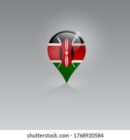 3d image of a geolocation symbol on a gray background. Tourism and leisure in KENYA. Design for banners, posters, web sites, advertising. Vector illustration.