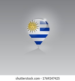 3d image of a geolocation symbol on a gray background. Tourism and leisure in URUGUAY. Design for banners, posters, web sites, advertising. Vector illustration.