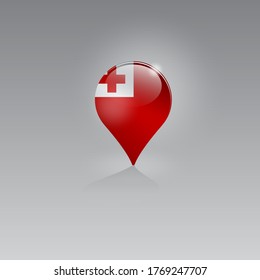 3d image of a geolocation symbol on a gray background. Tourism and leisure in TONGA. Design for banners, posters, web sites, advertising. Vector illustration.