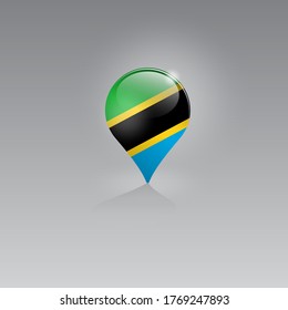 3d image of a geolocation symbol on a gray background. Tourism and leisure in TANZANIA. Design for banners, posters, web sites, advertising. Vector illustration.