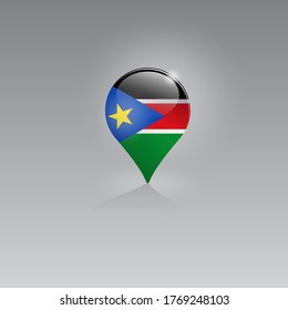 3d image of a geolocation symbol on a gray background. Tourism and leisure in SOUTH SUDAN. Design for banners, posters, web sites, advertising. Vector illustration.