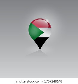 3d image of a geolocation symbol on a gray background. Tourism and leisure in SUDAN. Design for banners, posters, web sites, advertising. Vector illustration.