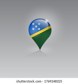 3D-Bild eines Geolokationssymbols auf grauem Hintergrund. Tourismus und Freizeit in SOLOMON INSELN. Design für Banner, Plakate, Webseiten, Werbung. Vektorgrafik.