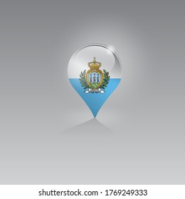 3d image of a geolocation symbol on a gray background. Tourism and leisure in SAN MARINO. Design for banners, posters, web sites, advertising. Vector illustration.