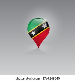 3d image of a geolocation symbol on a gray background. Tourism and leisure in SAINT KITTS AND NEVIS. Design for banners, posters, web sites, advertising. Vector illustration.