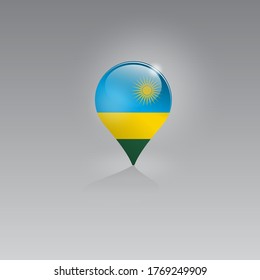 3d image of a geolocation symbol on a gray background. Tourism and leisure in RWANDA. Design for banners, posters, web sites, advertising. Vector illustration. 