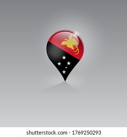 3d image of a geolocation symbol on a gray background. Tourism and leisure in PAPUA NEW GUINEA. Design for banners, posters, web sites, advertising. Vector illustration.