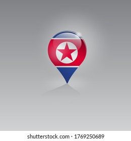 3d image of a geolocation symbol on a gray background. Tourism and leisure in NORTH KOREA. Design for banners, posters, web sites, advertising. Vector illustration.