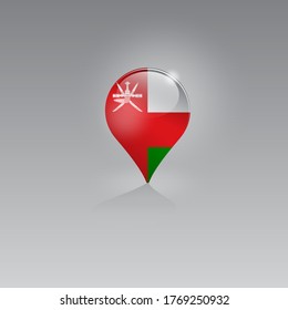 3d image of a geolocation symbol on a gray background. Tourism and leisure in OMAN. Design for banners, posters, web sites, advertising. Vector illustration.
