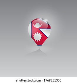 3d image of a geolocation symbol on a gray background. Tourism and leisure in NEPAL. Design for banners, posters, web sites, advertising. Vector illustration.