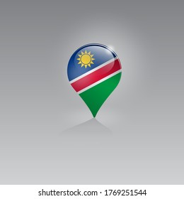 3d image of a geolocation symbol on a gray background. Tourism and leisure in NAMIBIA. Design for banners, posters, web sites, advertising. Vector illustration.