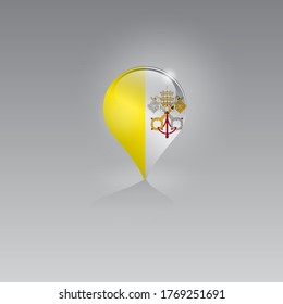 3d image of a geolocation symbol on a gray background. Tourism and leisure in VATICAN. Design for banners, posters, web sites, advertising. Vector illustration.