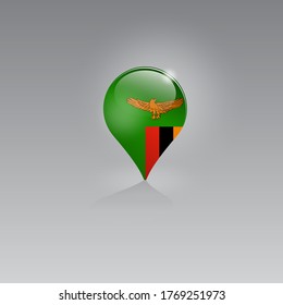 3d image of a geolocation symbol on a gray background. Tourism and leisure in ZAMBIA. Design for banners, posters, web sites, advertising. Vector illustration.