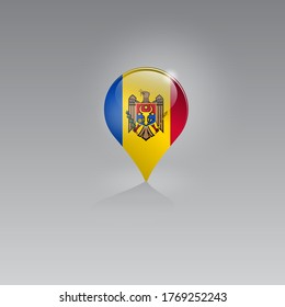 3d image of a geolocation symbol on a gray background. Tourism and leisure in MOLDOVA. Design for banners, posters, web sites, advertising. Vector illustration.
