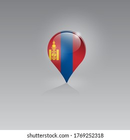 3d image of a geolocation symbol on a gray background. Tourism and leisure in MONGOLIA. Design for banners, posters, web sites, advertising. Vector illustration.