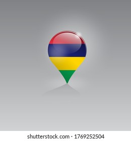 3d image of a geolocation symbol on a gray background. Tourism and leisure in MAURITIUS. Design for banners, posters, web sites, advertising. Vector illustration.
