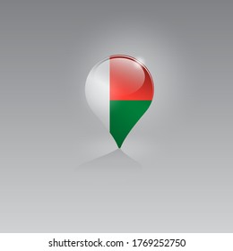 3d image of a geolocation symbol on a gray background. Tourism and leisure in MADAGASCAR. Design for banners, posters, web sites, advertising. Vector illustration.