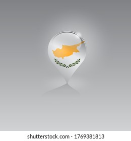 3d image of a geolocation symbol on a gray background. Tourism and leisure in CYPRUS. Design for banners, posters, web sites, advertising. Vector illustration.