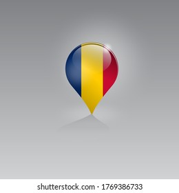 3d image of a geolocation symbol on a gray background. Tourism and leisure in CHAD. Design for banners, posters, web sites, advertising. Vector illustration.