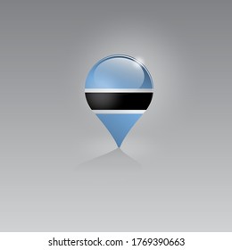 3d image of a geolocation symbol on a gray background. Tourism and leisure in BOTSWANA. Design for banners, posters, web sites, advertising. Vector illustration.