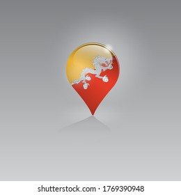 3d image of a geolocation symbol on a gray background. Tourism and leisure in BHUTAN. Design for banners, posters, web sites, advertising. Vector illustration.
